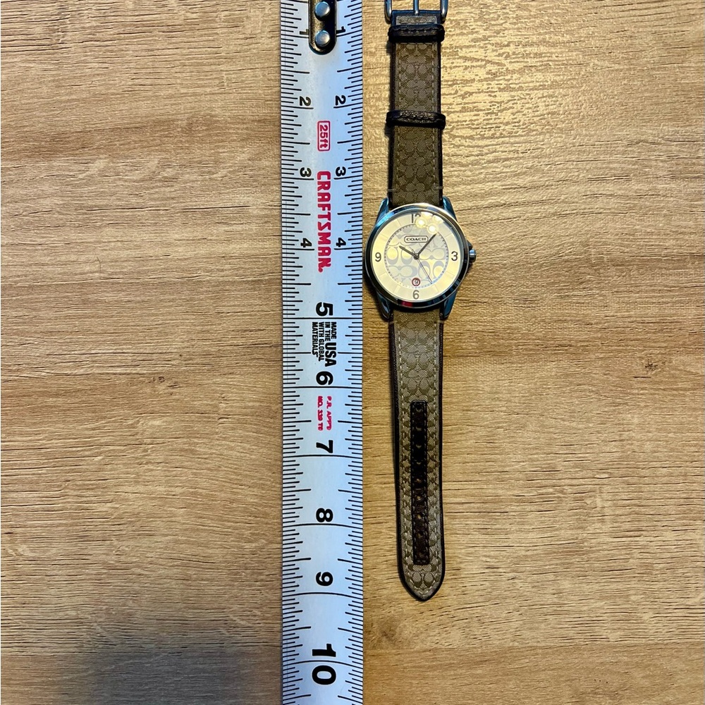 Coach Signature C Tan/Brown Leather and Silver Watch - Picture 6 of 8